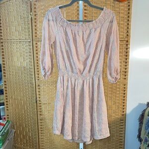 Astr Pink 3/4 Sleeve Scoop Neck Sundress